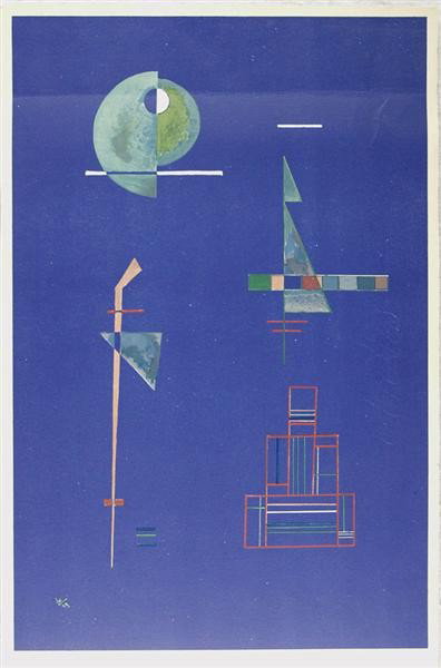 WASSILY KANDINSKY [AFTER] - Original color serigra: Wassily Kandinsky [after] (Russian, 1866 - 1944). "Leise Leistung". Original color serigraph. 1929. Monogramed and dated in the screen. Numbered in pencil, lower left. Print #65 of Edition of 150. 20 
