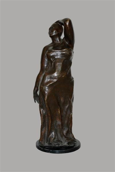 ARMANDO AMAYA [ATTRIB] - Bronze sculpture with br: Armando Amaya [attrib] (Mexican, b.1935). "Mujer". Bronze sculpture with brown patina. 1981. Inscribed "Amaya" and dated "1981. Edition of 10. Fine casting. Sculpture in very good condition; marble ba