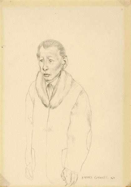 RAFAEL CORONEL - Pencil drawing: Rafael Coronel (Mexican, b.1931). "Bernardo". Pencil drawing. 1967. Signed and dated, lower right. Cream wove paper. Provenance: Galeria de Arte Mexicano, Mexico City, their label on mat, accompanying