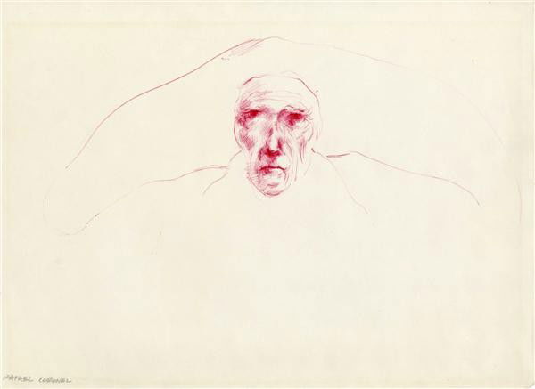 RAFAEL CORONEL - Colored pen and ink drawing: Rafael Coronel (Mexican, b.1931). "Portrait of a Man". Colored pen and ink drawing. c1970. Signed lower left. Cream wove Kimberly Ledger watermarked paper. Provenance: Private collection, Mexico City.