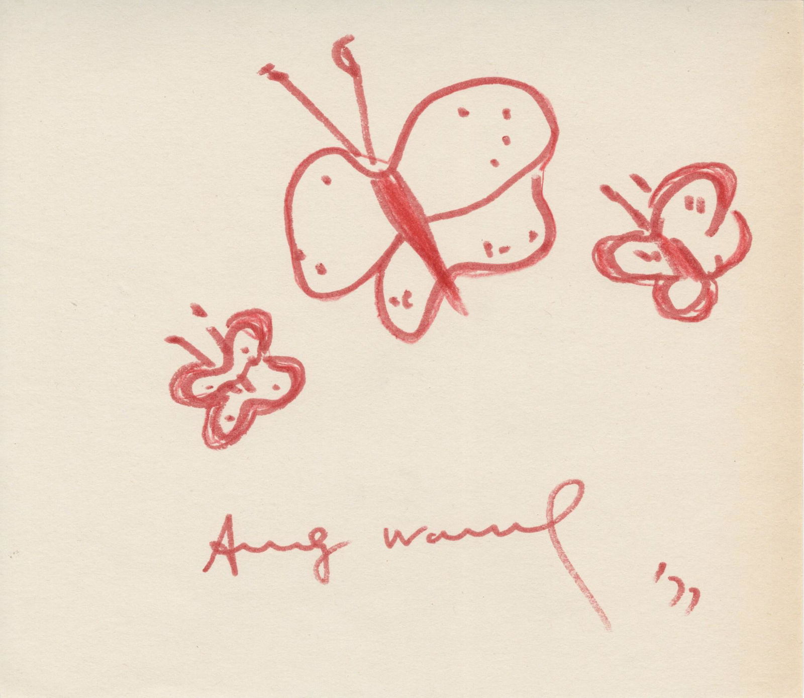 ANDY WARHOL - Butterflies - Color marker drawing on paper (1 of 2)