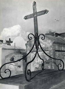 CLARENCE JOHN LAUGHLIN - Cross on Curlicues - Original vintage photogravure: Artist: Clarence John Laughlin (American, 1905-1985). Title: "Cross on Curlicues". Medium: Original vintage photogravure. Date: Composed c1938. Printed 1938. Dimensions: Image size: 9 15/16 x