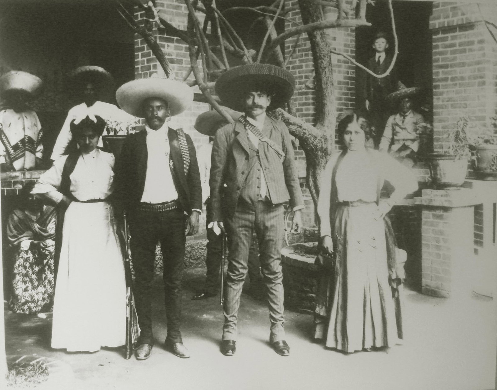 HUGO BREHME - Emiliano y Eufemio Zapata y Esposas - Gelatin silver print: Artist: Hugo Brehme (German/Mexican, 1882 - 1954). Title: "Emiliano y Eufemio Zapata y Esposas [Mexico]". Medium: Gelatin silver print. Date: Composed c1910. Printed later from the original negative.