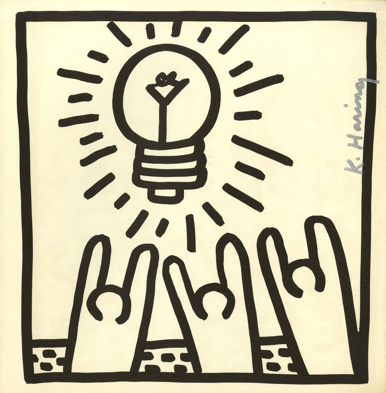 KEITH HARING - Light Bulb - Original vintage lithograph (1 of 1)