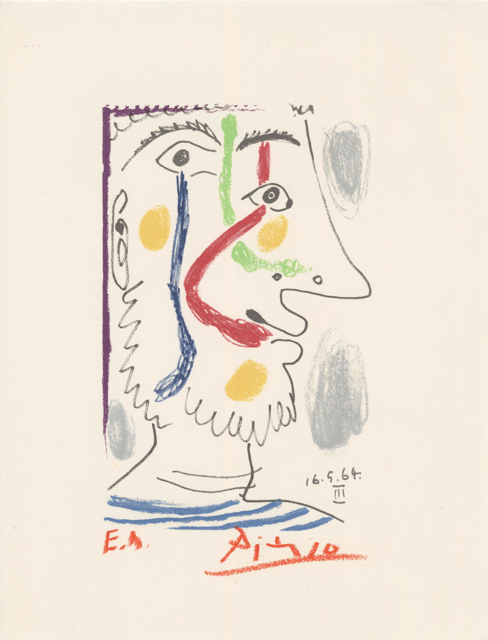 PABLO PICASSO [d'après] - May 16, 1964 #3 - Original color silkscreen & lithograph (1 of 1)