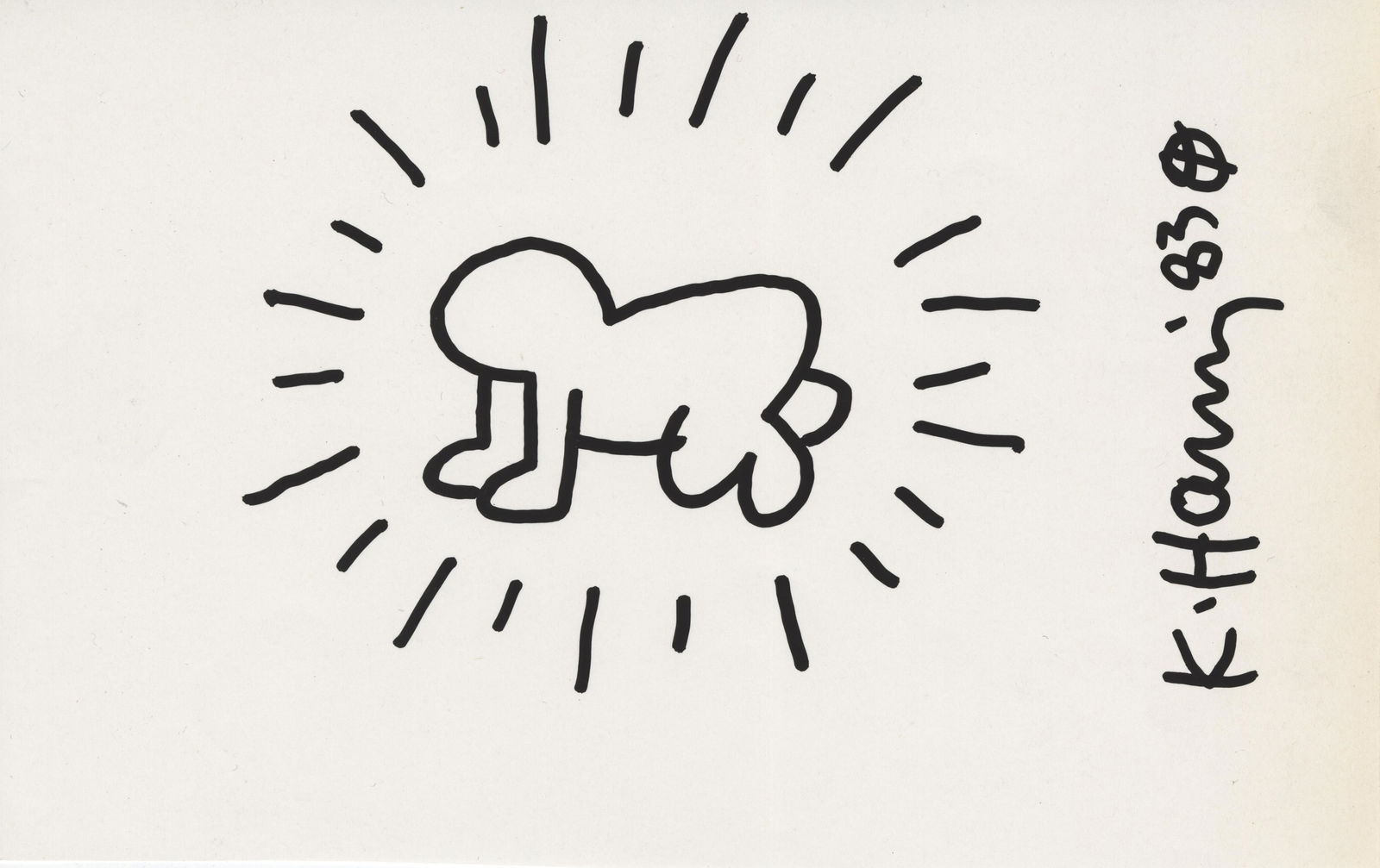 KEITH HARING - Radiant Baby - Black marker drawing on paper (1 of 2)