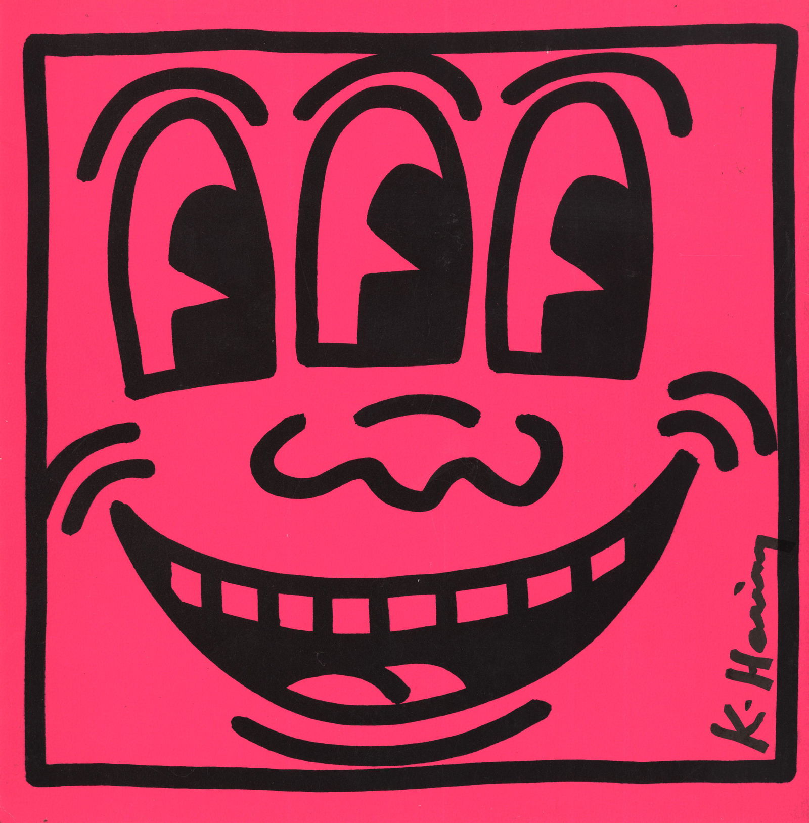 KEITH HARING - Three-Eyed Smiley Face - Color offset lithograph (1 of 1)