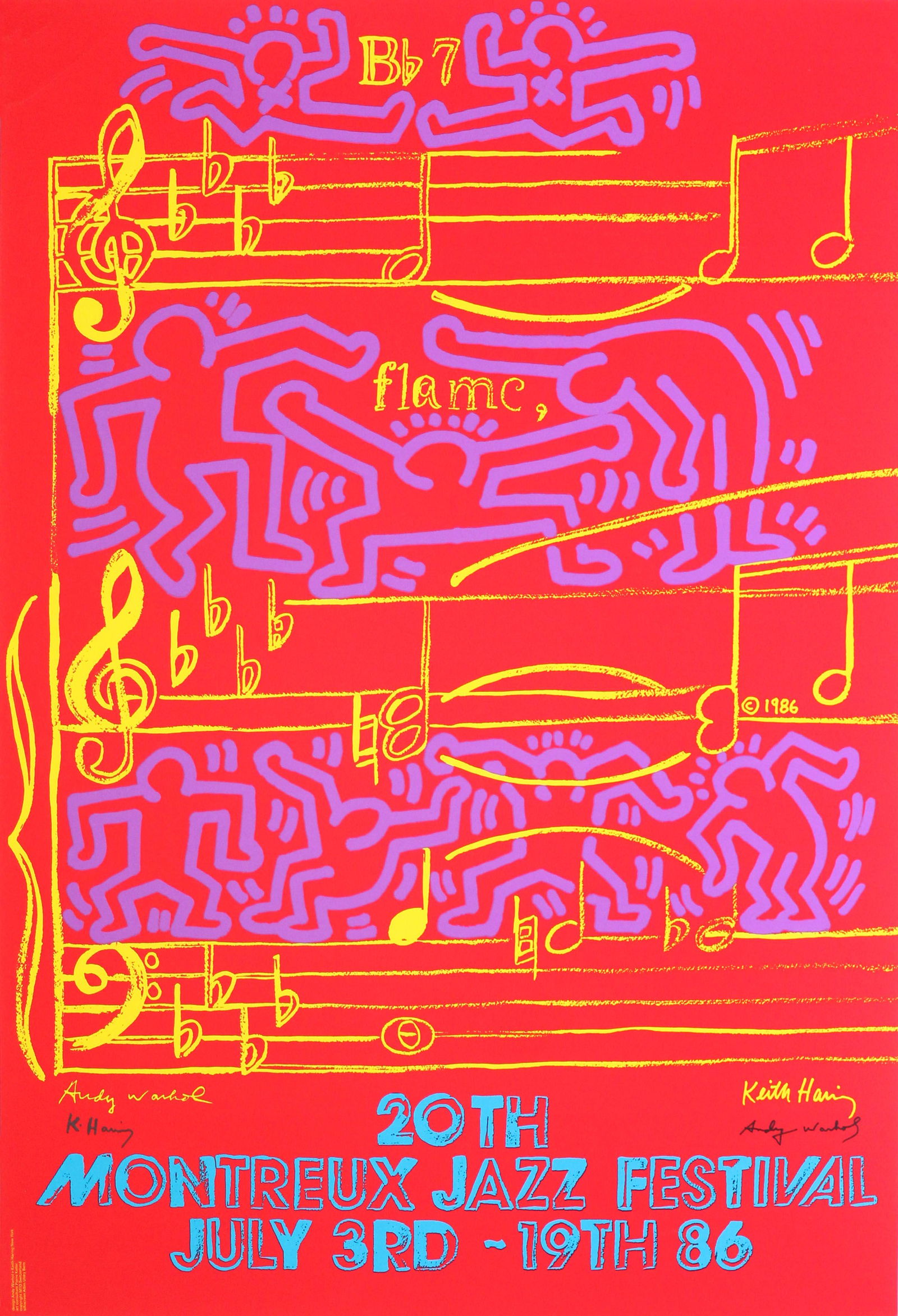 KEITH HARING & ANDY WARHOL - 20th Montreux Jazz Festival - Original color silkscreen (1 of 1)