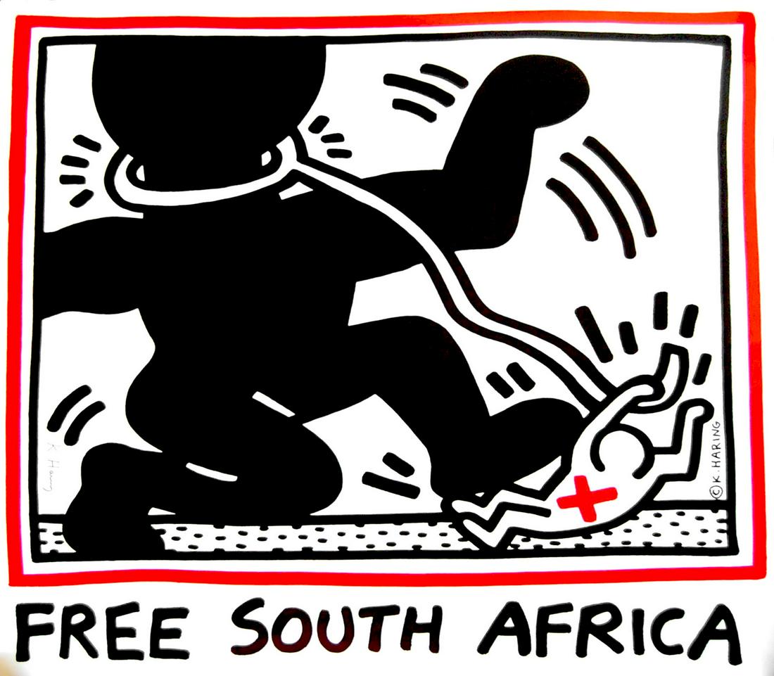 KEITH HARING - Free South Africa - Color offset lithograph (1 of 1)
