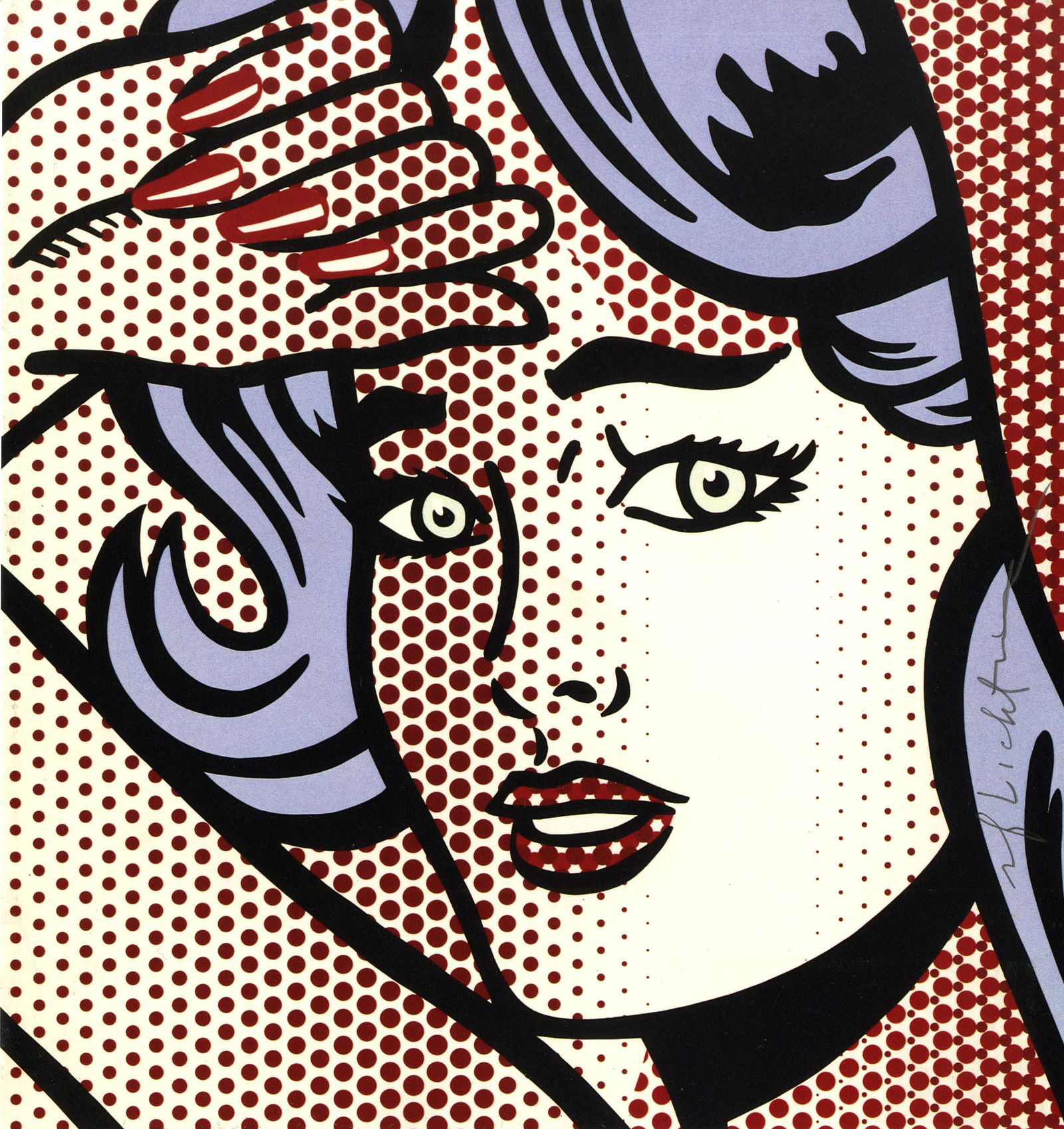 ROY LICHTENSTEIN - Nude with Blue Hair [detail] - Color half-tone silkscreen: Artist: Roy Lichtenstein (American, 1923-1997). Title: "Nude with Blue Hair [detail]". Medium: Color half-tone silkscreen. Date: Composed 1994. Printed 1994. Dimensions: Overall size: 9 1/2 x