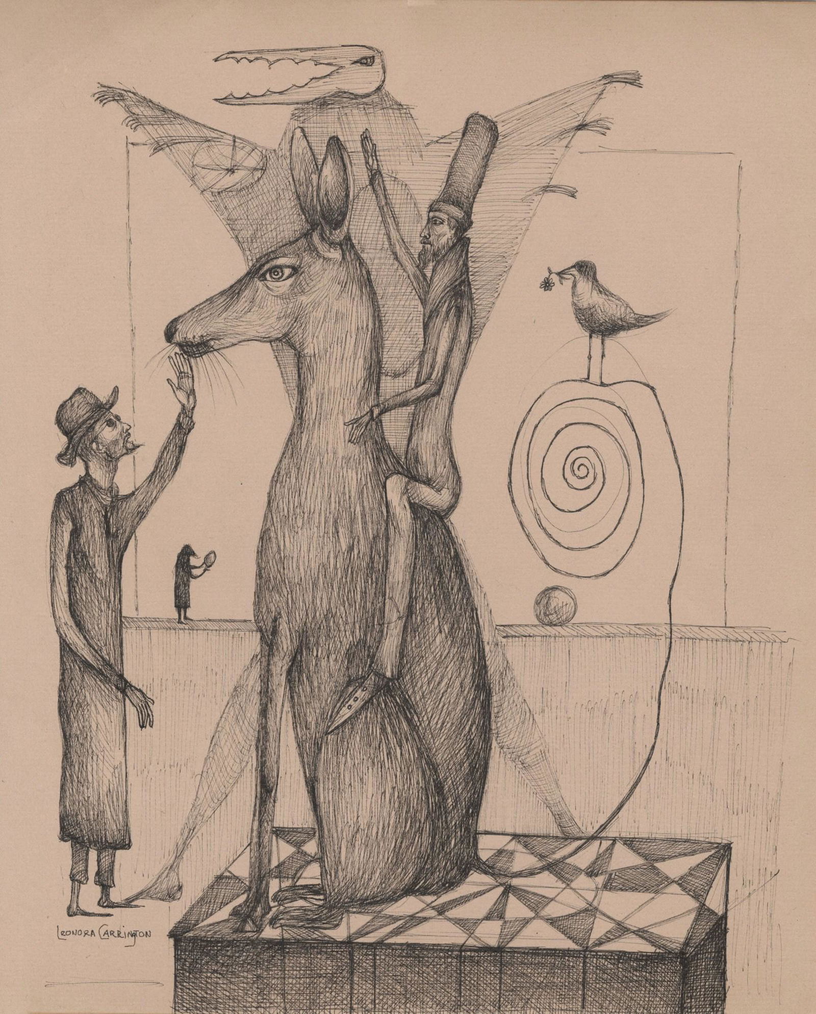 LEONORA CARRINGTON - Sin titulo #1 - Pen and ink drawing on paper (1 of 1)