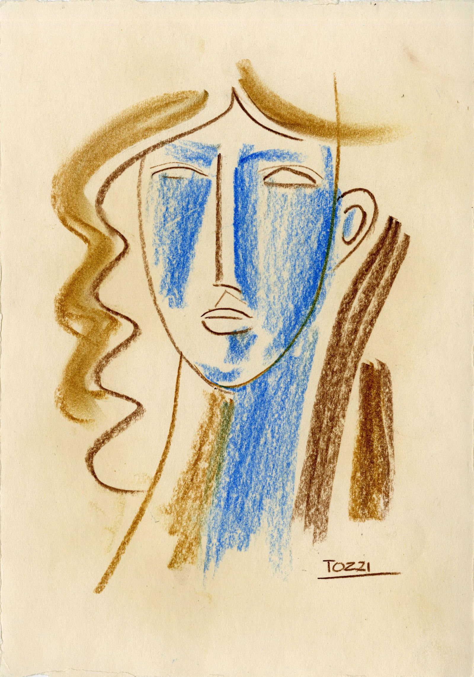 MARIO TOZZI - Studio per Testina - Pastel on paper (1 of 1)