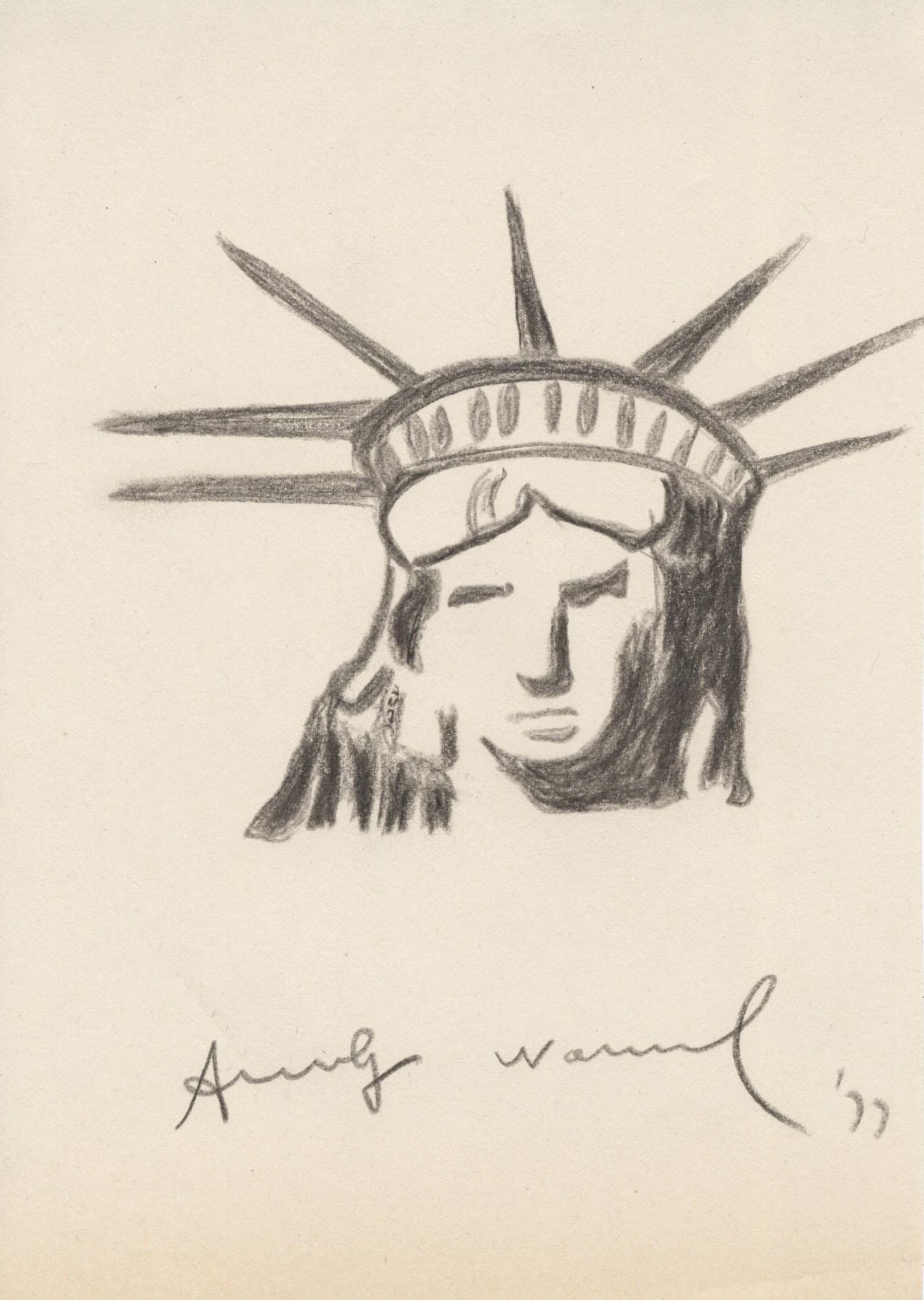 ANDY WARHOL - The Statue of Liberty - Pencil drawing on paper: Artist: Andy Warhol (American, 1928 - 1987). Title: "The Statue of Liberty". Medium: Pencil drawing on paper. Date: Composed 1977. Dimensions: Overall size: 8 x 5 5/8 in. (203 x 143 mm).
