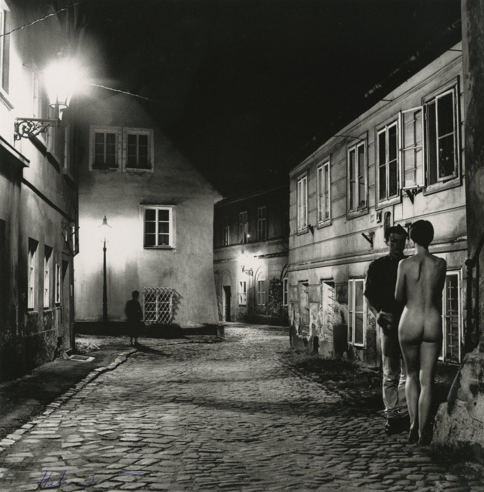 HELMUT NEWTON - At the New World, Prague - Original vintage photolithograph: Artist: Helmut Newton (German/Australian, 1920-2004). Title: "At the New World, Prague". Medium: Original vintage photolithograph. Date: Composed 1988. Printed 1991. Dimensions: Image size: 1