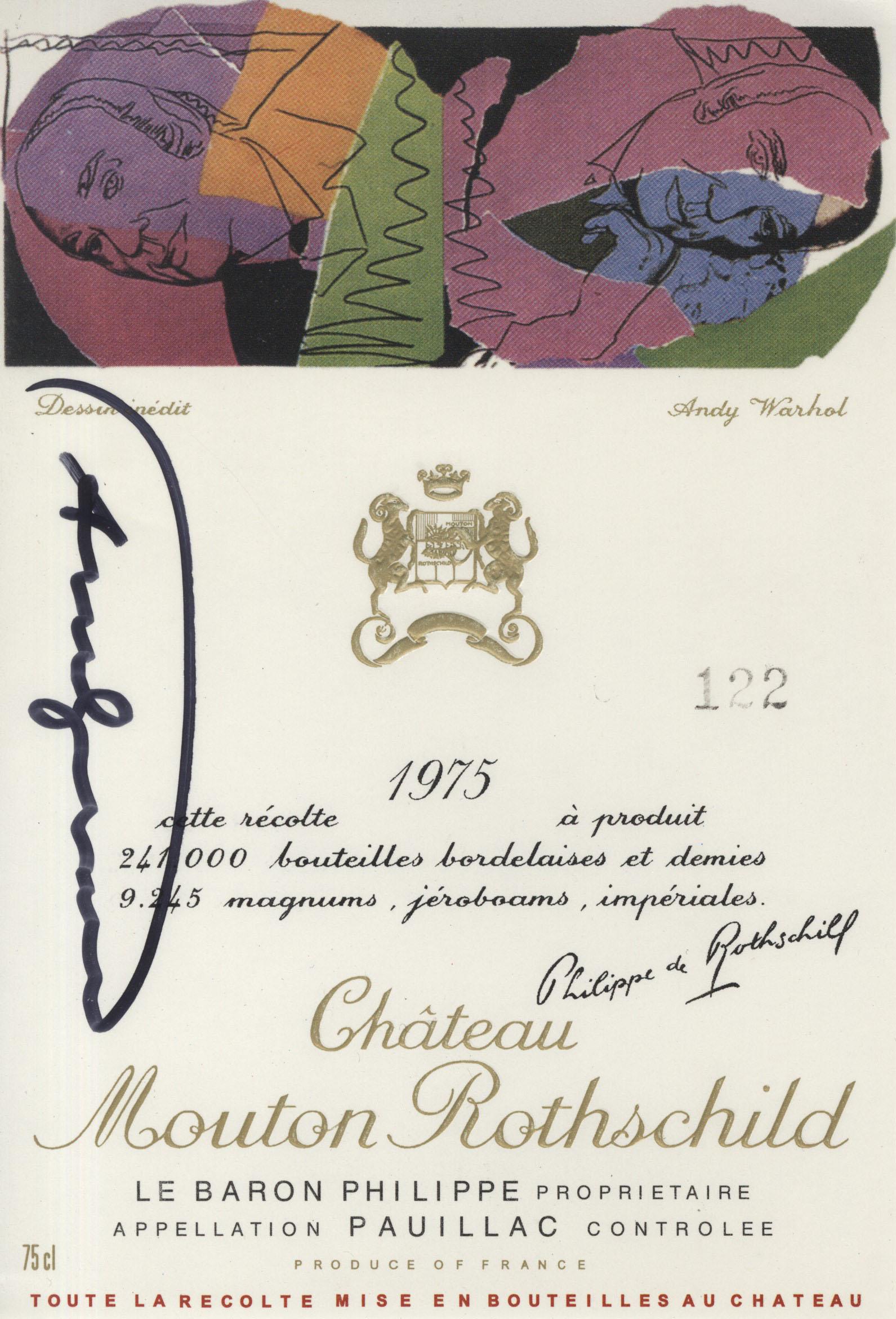 ANDY WARHOL - Baron Philippe Rothschild - Color offset lithograph with gold and blind embossing: Artist: Andy Warhol (American, 1928 - 1987). Title: "Baron Philippe Rothschild". Medium: Color offset lithograph with gold and blind embossing. Date: Composed c1975. Dimensions: Overall size: