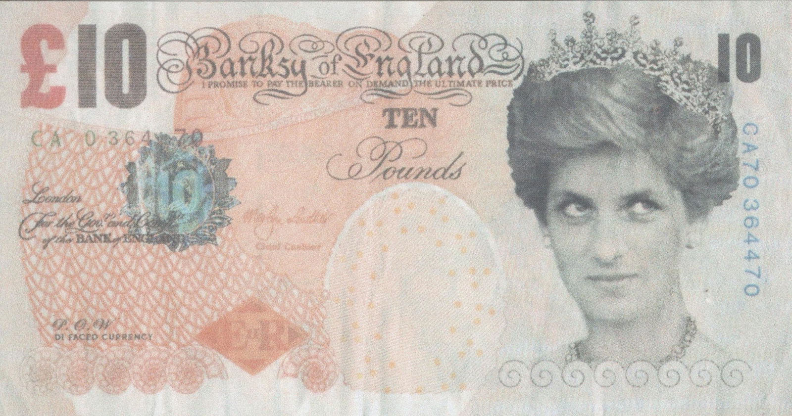 BANKSY [d'après] - British £10 Note, Di-faced Tenner - Color print (1 of 2)
