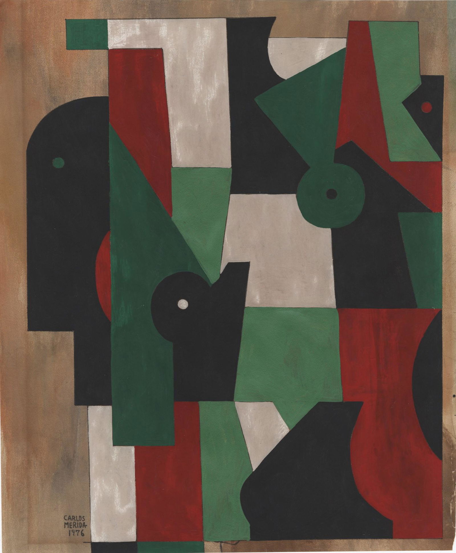 CARLOS MERIDA - Sin titulo - Mixed media on paper: Artist: Carlos Merida (Guatemalan/Mexican, 1891 - 1984). Title: "Sin titulo". Medium: Mixed media on paper. Date: Composed 1976. Dimensions: Overall size: 12 7/8 x 10 5/8 in. (327 x 270 mm).<