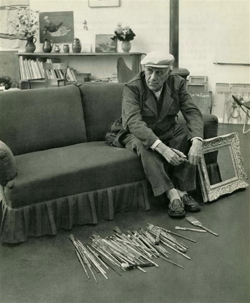 ROBERT DOISNEAU - Original vintage photogravure: Robert Doisneau (French, 1912-1994). "Braque et Brosses". Original vintage photogravure. 1953. Printed 1953. 7 7/8 x 6 11/16 in. (200 x 170 mm). [24885]