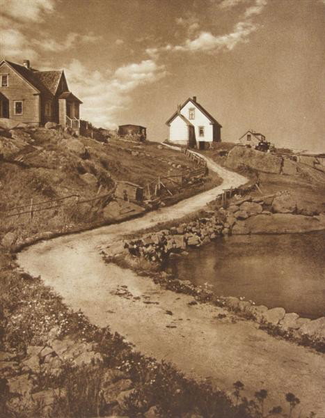 ADOLF FASSBENDER - Original vintage photogravure: Adolf Fassbender (German/American, 1884 - 1980). "Crooked Mile". Original vintage photogravure. 1937. Printed 1937. Signature stamp, verso. Near Halifax, Nova Scotia. 11 x 8 9/16 in. (279 x 217 mm). [