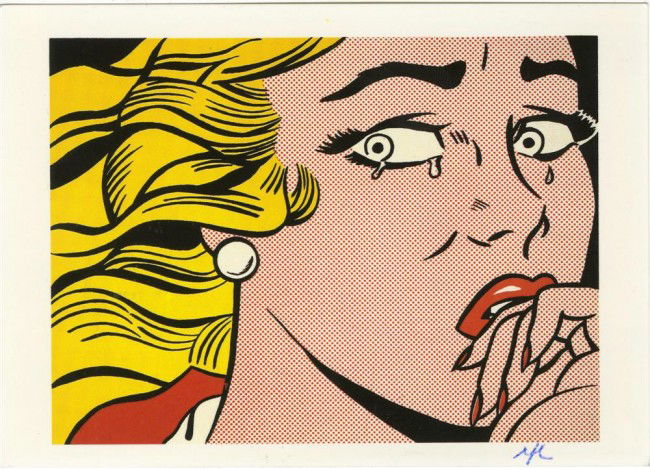 ROY LICHTENSTEIN - Color offset lithograph: Roy Lichtenstein (American, 1923-1997). "Crying Girl [detail of the 1963 offset lithograph]". Color offset lithograph. 1963. Printed 1994. Initialed in pen, lower right; signed verso. Edition unknown,