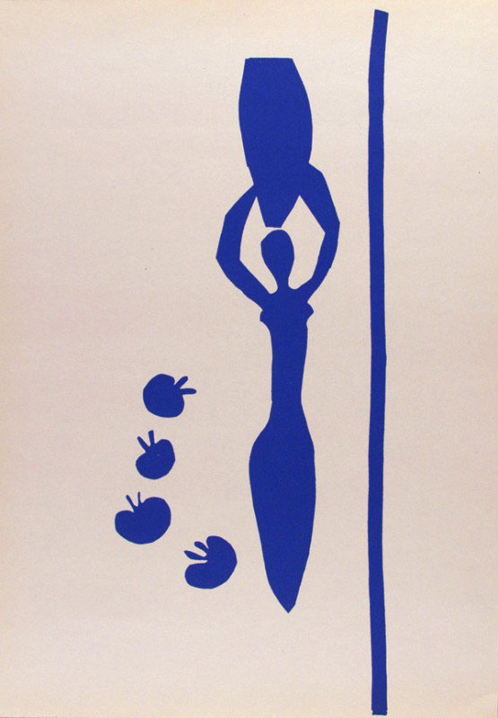 HENRI MATISSE - Original color lithograph: Henri Matisse (French, 1869 - 1954). "Femme a L'amphore et Grenades". Original color lithograph. 1953/1954. Smooth pale cream wove paper. Full sheet, as printed. Fine impression. Completely fresh colo