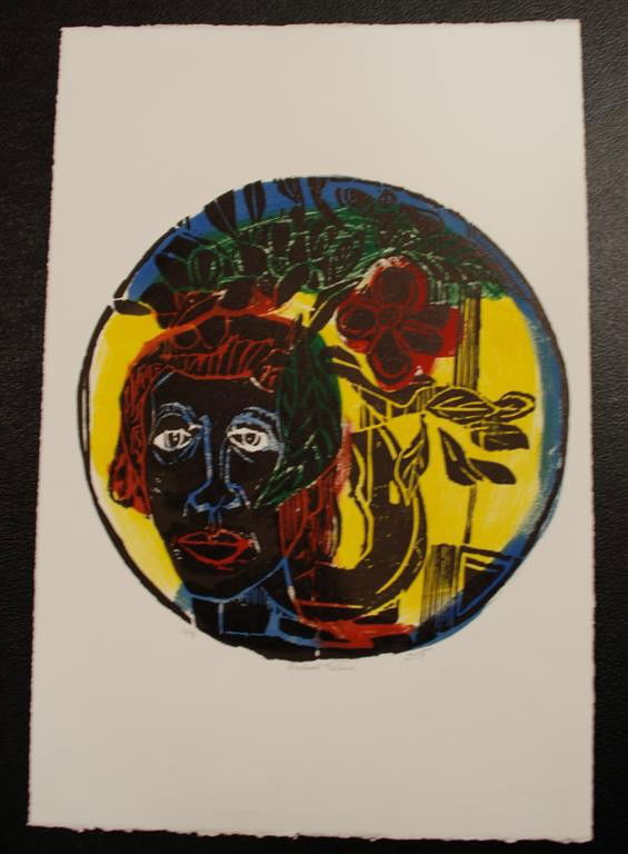 DAVID C. DRISKELL - Color woodcut: David C. Driskell (American, b.1931). "Festival Thelma". Color woodcut. 2006. Signed, titled, dated, numbered in pencil, lower margin. Edition of 25. Full margins. Fine impression. Condition: fine. At