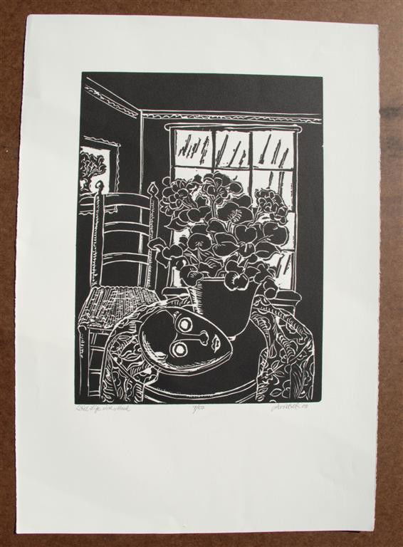 DAVID C. DRISKELL - Woodcut: David C. Driskell (American, b.1931). "Still Life with Mask". Woodcut. 2008. Signed, titled, dated, numbered in pencil, lower margin. Edition of 50. Full margins. Fine impression. Condition: slight fo