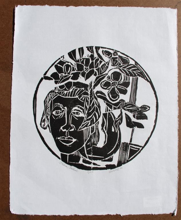 DAVID C. DRISKELL - Woodcut: David C. Driskell (American, b.1931). "Thelma, Festival". Woodcut. 2006. Signed, titled, dated, numbered in pencil, lower margin. Edition of 25. Full margins. Fine impression. Condition: slight foldin