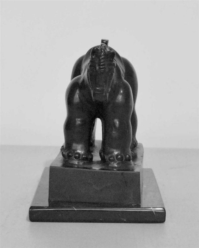 FERNANDO BOTERO [ATTRIB] - Bronze sculpture with: Fernando Botero [attrib] (Columbian, b.1932). "Caballo con Silla de Montar II". Bronze sculpture with dark brown patina. 1985. Signed, dated, and numbered in the scultpture. Edition of six. Fine, qual