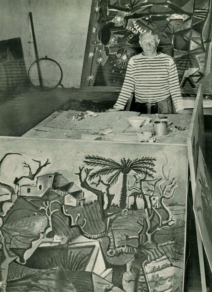 ROBERT DOISNEAU - Original vintage photogravure: Robert Doisneau (French, 1912-1994). "Picasso Atelier, Vallauris". Original vintage photogravure. 1952. Printed 1952. Image size: 9 x 6 1/2 in. (229 x 165 mm). [24918]