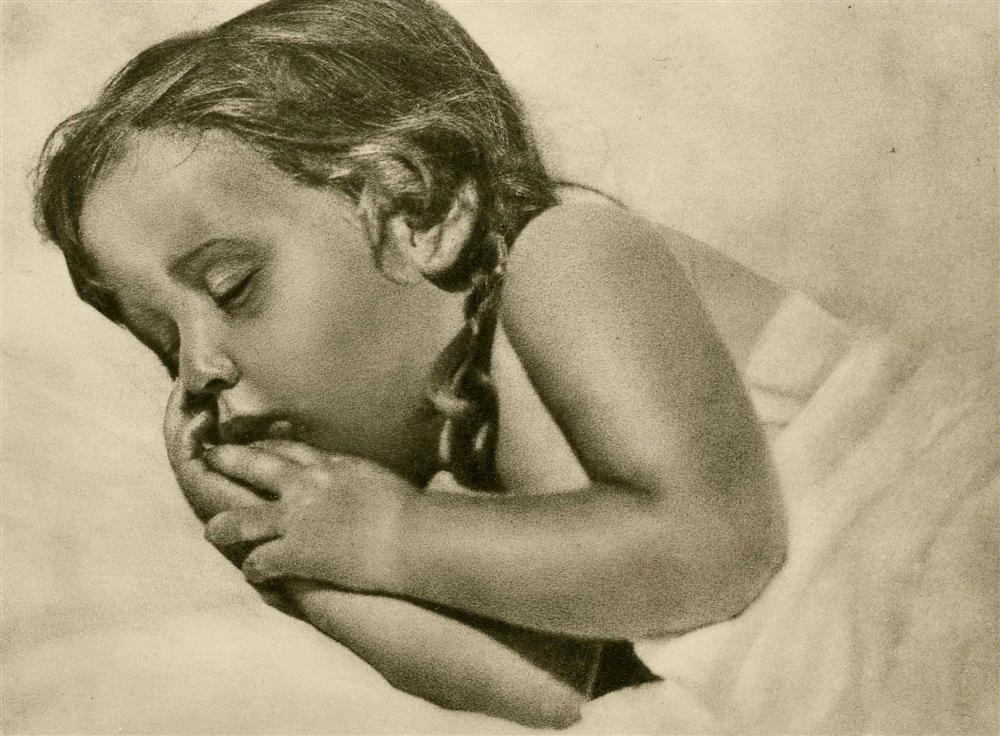 JOSE ORTIZ ECHAGUE - Original vintage photogravure: Jose Ortiz Echague (Spanish, 1886-1980). "L'Enfant Endormi". Original vintage photogravure. c1932. Printed 1932. Fine condition. Image size: 7 x 9 3/8 in. (178 x 238 mm). [25599] {R100}
