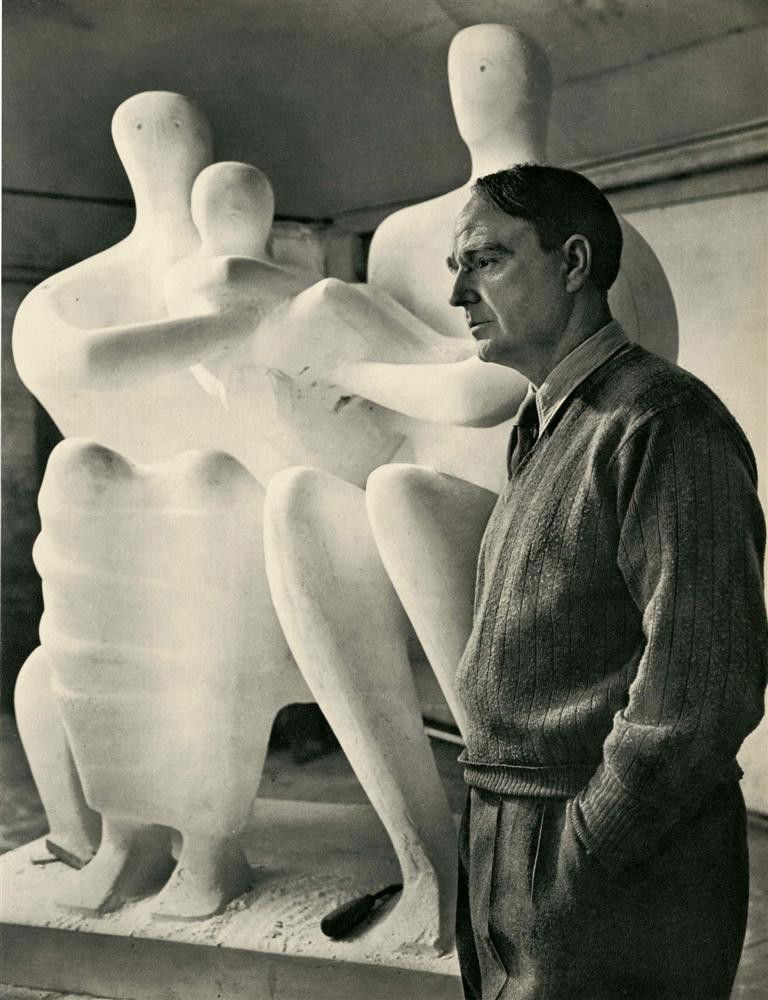 YOUSUF KARSH - Original vintage photogravure: Yousuf Karsh (Armenian/Canadian, 1908-2002). "Henry Moore". Original vintage photogravure. 1940s. Printed 1959. Fine condition. Image size: 11 15/16 x 9 1/8 in. (303 x 232 mm). [24781]