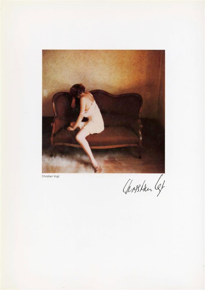 CHRISTIAN VOGT - Vintage color photometalgraph: Christian Vogt (Swiss, b.1946). "The Couch". Vintage color photometalgraph. 1975. Printed 1975. Signed in the plate. Intended edition of 950 (of which all were printed?). Chromecoat coated paper. Very