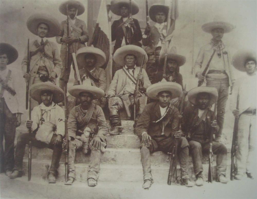 AGUSTIN VICTOR CASASOLA - Gelatin silver print: Agustin Victor Casasola (Mexican, 1874 - 1938). "General Macias y Su Edo. Mayor, San Luis Potosi [Mexico]". Gelatin silver print. c1910. Printed later from the original negative. Casasola Studios embo