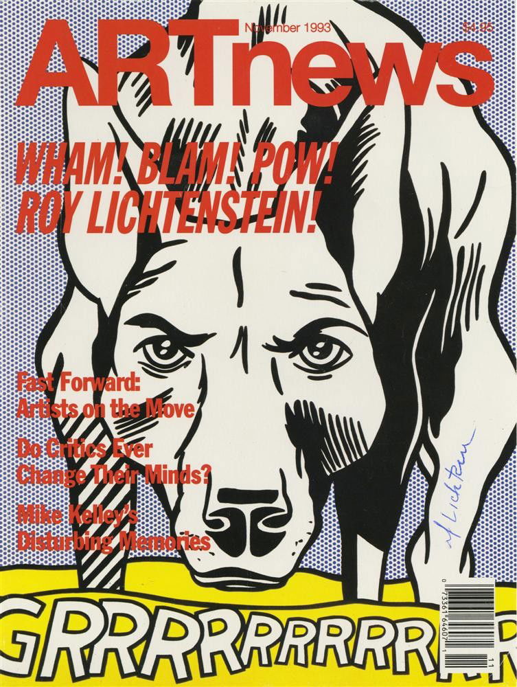 ROY LICHTENSTEIN - Color offset lithograph: Roy Lichtenstein (American, 1923-1997). "GRRRRRRRRRRR!!". Color offset lithograph. 1993. Signed in pen, lower right. Edition unknown, presumed very large. White stiff coated paper. The full sheet; unt