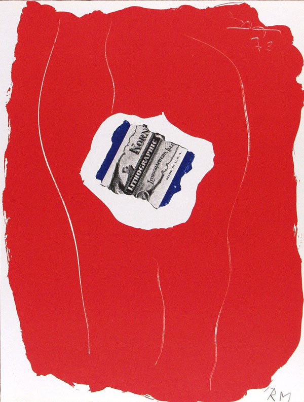 ROBERT MOTHERWELL - Original color lithograph: Robert Motherwell (American, 1915 - 1992). "Tricolor". Original color lithograph. 1973. Signed and dated with the initials, lower right (cf. example at AskArt). A proof aside from the edition of 125. 
