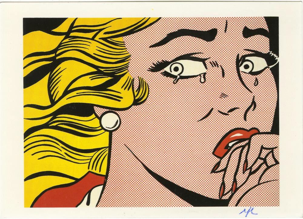 ROY LICHTENSTEIN - Color offset lithograph: Roy Lichtenstein (American, 1923-1997). "Crying Girl [detail of the 1963 offset lithograph]". Color offset lithograph. 1963. Printed 1994. Initialed in pen, lower right; signed verso. Edition unknown,