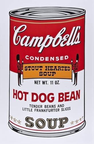 ANDY WARHOL [AFTER] - Original color silkscreen: Andy Warhol [after] (American, 1928 - 1987). "Campbell's Soup - Hot Dog Bean [Sunday B. Morning edition]". Original color silkscreen. 1969. Sunday B. Morning stamps, verso. White wove paper. Full marg