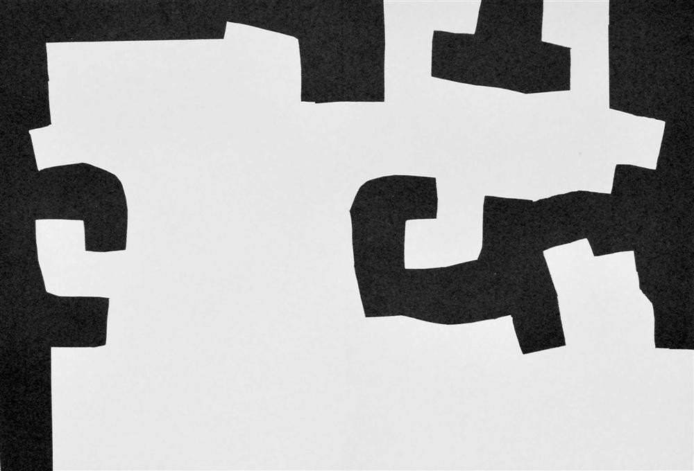 EDUARDO CHILLIDA - Original lithograph: Eduardo Chillida (Spanish, 1924-2002). "Composition #05". Original lithograph. c1970. White wove paper. Printed to the edges of the sheet. Fine impression. Very good condition; centerfold as issued; a