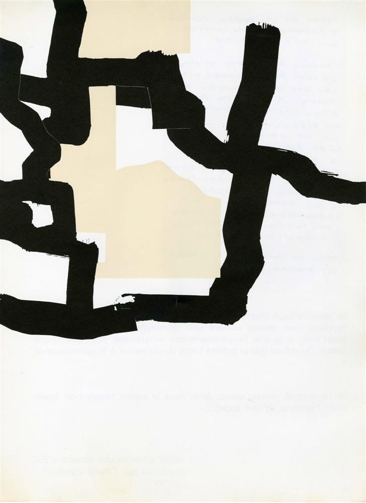 EDUARDO CHILLIDA - Original color lithograph: Eduardo Chillida (Spanish, 1924-2002). "Composition #09". Original color lithograph. 1970. White wove paper. Printed to the edge of the sheet, three sides. Fine impression. Fine condition; affixed to 