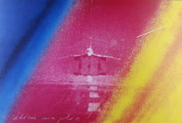 JACQUES MONORY - Color serigraph: Jacques Monory (French, b.1934). "Adieu Mon Julie". Color serigraph. c1982. Centerfold as issued. Image size: 14 15/16 x 21 15/16 in. (379 x 557 mm). Sheet size: 14 15/16 x 21 15/16 in. (379 x 557 mm)