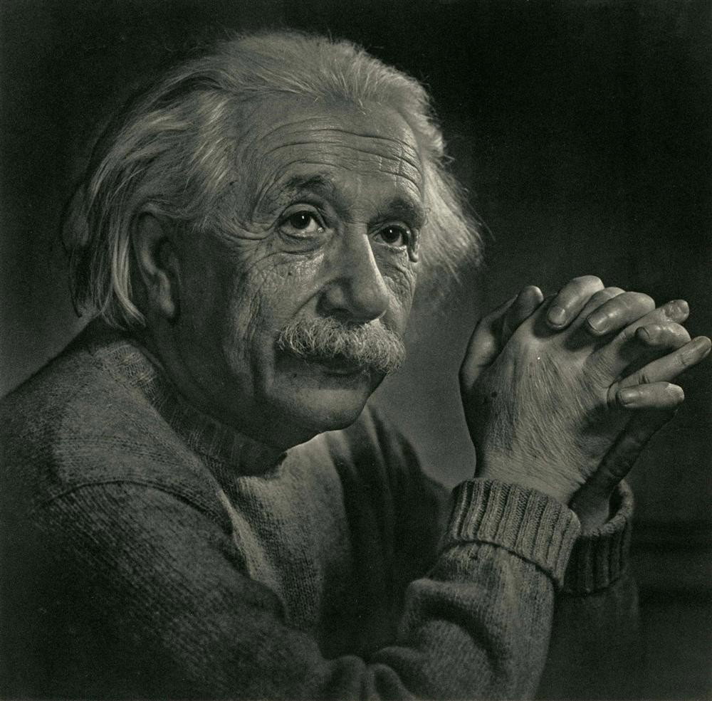 YOUSUF KARSH - Original vintage photogravure: Yousuf Karsh (Armenian/Canadian, 1908-2002). "Albert Einstein". Original vintage photogravure. 1948. Printed 1959. Fine condition. Image size: 9 7/16 x 9 3/8 in. (240 x 238 mm). Starting bid $400. [24