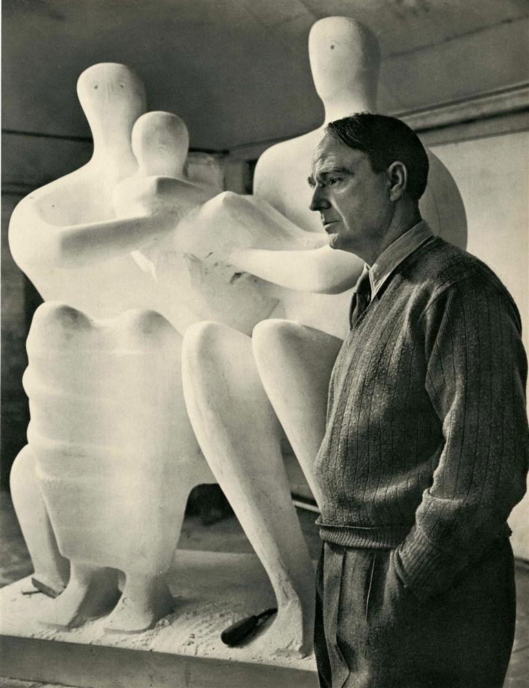 YOUSUF KARSH - Original vintage photogravure: Yousuf Karsh (Armenian/Canadian, 1908-2002). "Henry Moore". Original vintage photogravure. 1940s. Printed 1959. Fine condition. Image size: 11 15/16 x 9 1/8 in. (303 x 232 mm). Starting bid $250. [247