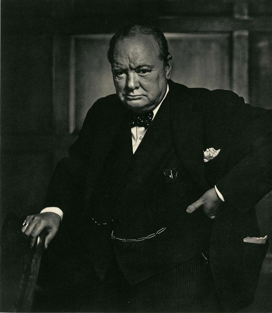 YOUSUF KARSH - Original vintage photogravure: Yousuf Karsh (Armenian/Canadian, 1908-2002). "Sir Winston Churchill". Original vintage photogravure. 1941. Printed 1959. Fine condition. Image size: 10 15/16 x 9 3/8 in. (278 x 238 mm). Starting bid $