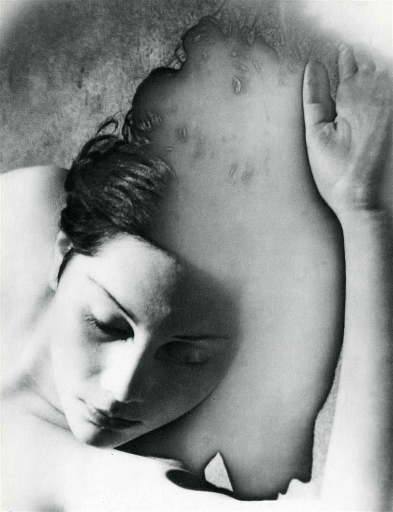 MAN RAY - Original vintage photogravure: Man Ray (American, 1890 - 1976). "Meret Oppenheim Solarized". Original vintage photogravure. 1932. Printed 1932. Fine condition. "Solarization was an ideal technique to capture this mysterious and hal