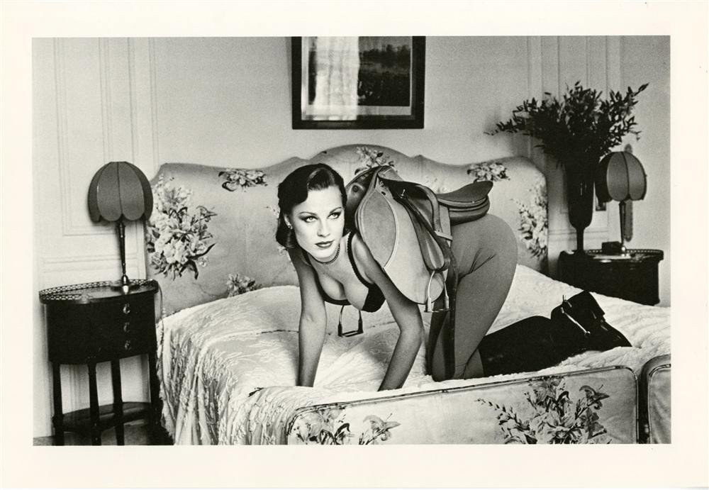 HELMUT NEWTON - Original vintage photometalgraph: Helmut Newton (German/Australian, 1920-2004). "Saddle I, Paris". Original vintage photometalgraph. 1976. Printed 1979. Signed with the initials in blue marker, verso; identified as to title and date, 