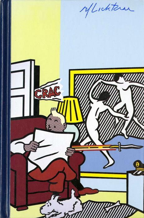 ROY LICHTENSTEIN - Color offset lithograph: Roy Lichtenstein (American, 1923-1997). "Tintin Reading (Tintin in the New World)". Color offset lithograph. 1993. Signed in blue ballpoint pen, upper right. Edition of 12,500. Paper: 80# Simpson over