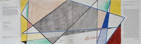 ROY LICHTENSTEIN - Color offset lithograph: Roy Lichtenstein (American, 1923-1997). "Imperfect Drawing for Catalogue Cover I". Color offset lithograph. 1987. Signed in red crayon, lower right. Edition of 6,000. Heavy white wove paper. The full 
