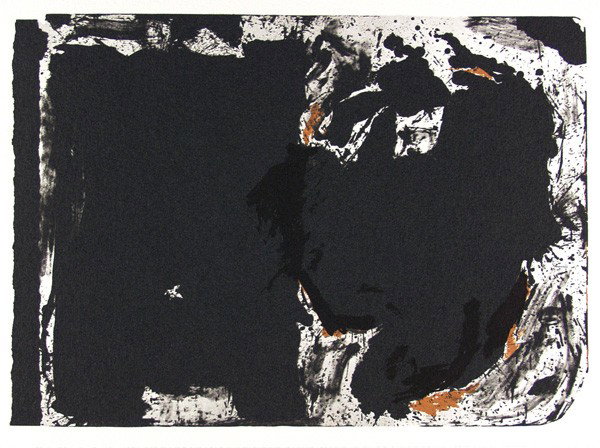 ROBERT MOTHERWELL - Color lithograph: Robert Motherwell (American, 1915 - 1992). "Lament for Lorca [Miniature Edition]". Color lithograph. 1982. Edition of 3,000. Cream wove paper. Full margins. Fine impression. Very fine condition. Handp
