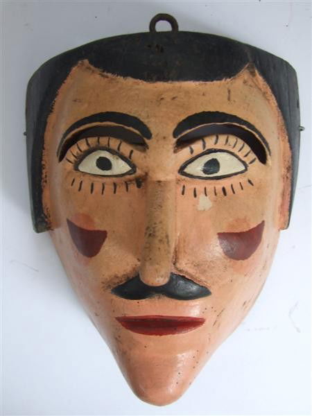 MEXICAN MASKMAKER [20TH CENTURY] - Hand-painted,: Mexican Maskmaker [20th Century]. "Mexican Mask [Traditional - 0038]. Moor Mask, from the Dance of the Moors and the Christians, State of Veracruz [Mexico]". Hand-painted, hand-carved polychromed natu